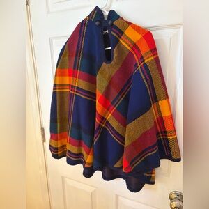 Vintage Multicolor Plaid Cape